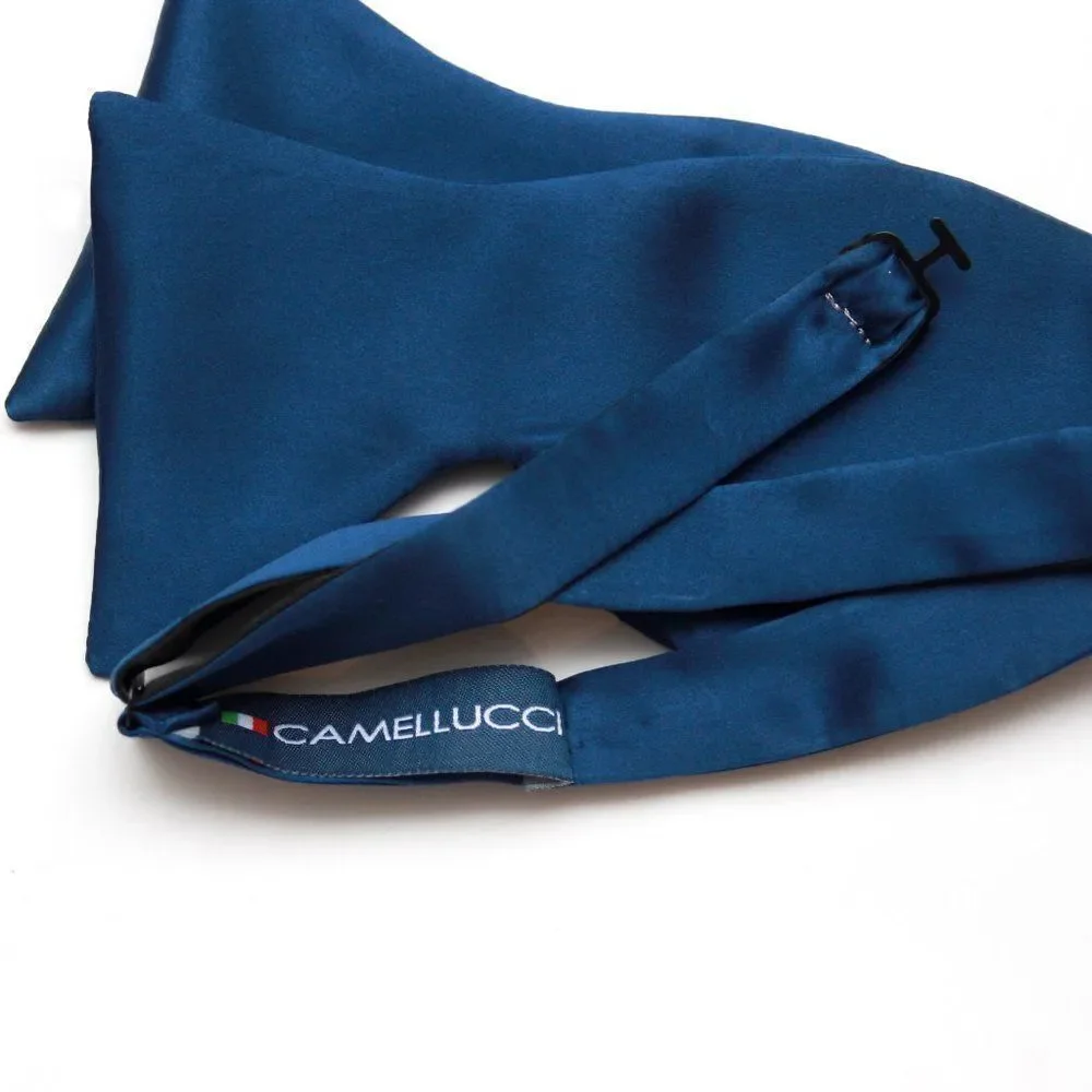 Men's Self-tied Bow‎ Tie 100%Silk Big Butterfly Blue Solid S641